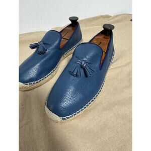 Louis Leeman Shoes Mens Size 43 Blue Espadrille Tassel Loafers Made in Italy